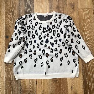 Plus Cheetah Print Crew Neck Sweater